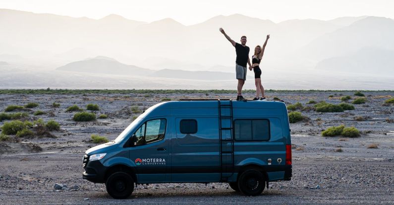 RV Living - couple standing on van