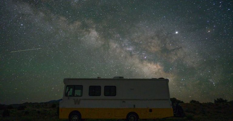 Boondocking - White and Yellow Rv Under Starry Night